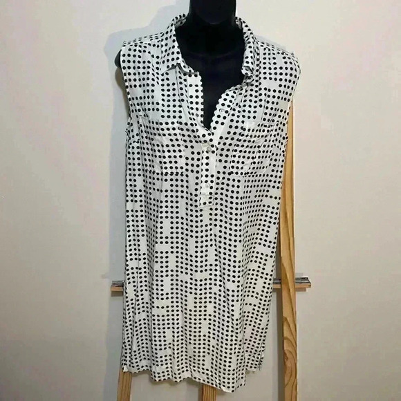 Gap Frances polka dot dress size small white/navy blue - Picture 1 of 10